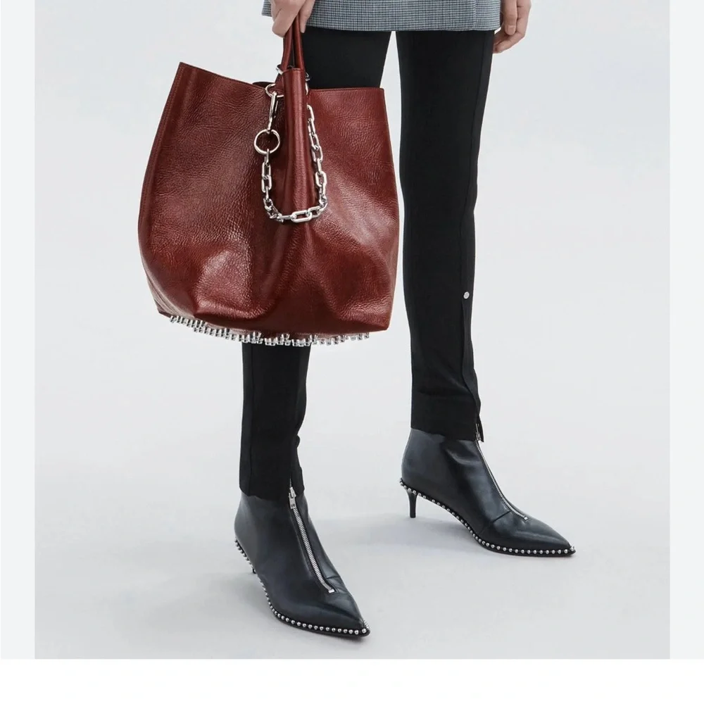 Alexander Wang Roxy Large Leather Tote Bag Burgundy New no tags Rhodium chain